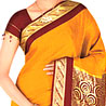 Mustard and Maroon Color Kanchipuram Silk Saree